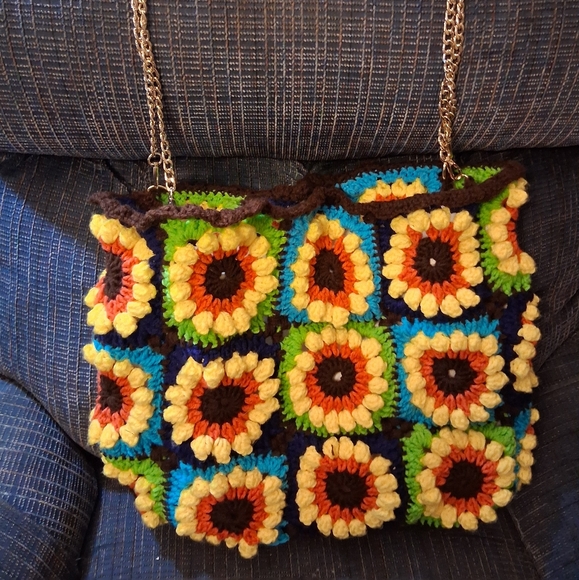 Handcrafted Multicolor Crochet Shoulder Bag - Picture 1 of 1